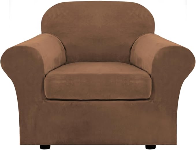 H.VERSAILTEX Rich Velvet Stretch 2 Piece Cover Chair Slipcover Sofa Cover by HVERSAILTEX