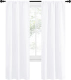 NICETOWN White Curtains 50% Blackout White Curtain Set, Modern Design Solid Rod - Image 2