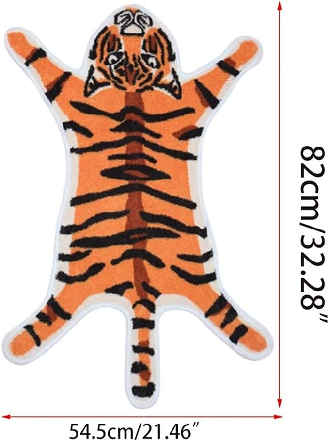 Tiger Print Rug Animal Printed Small Area Rugs Faux Cowhide Skin Leather - Image 2