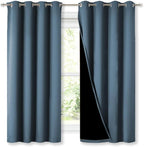 NICETOWN 100% Blackout Curtains 45" Long, Smoky Blue, 1 Pair, 2 Thick Layers - Image 2
