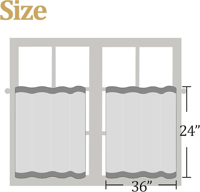 Boho Kitchen Cafe Curtain 24 Inch Length, 36 Inch Width, Single Panel Beige - Image 5