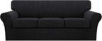 Turquoize 4 Piece Sofa Covers for 3 Cushion Couch Sofa Slipcover Soft Couch by Turquoize
