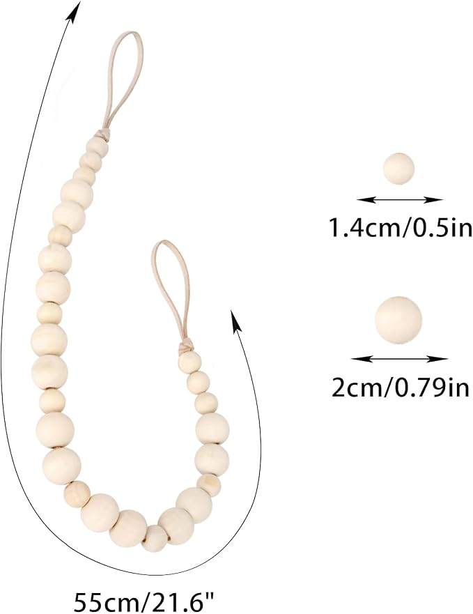 OCIOLI 2 Pieces of Wood Bead Curtain Tieback Boho Curtain Tiebacks Curtain - Image 6
