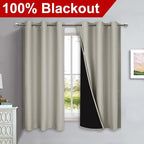 NICETOWN Natural 100% Blackout Lined Curtains, 2 Thick Layers Completely - Image 2