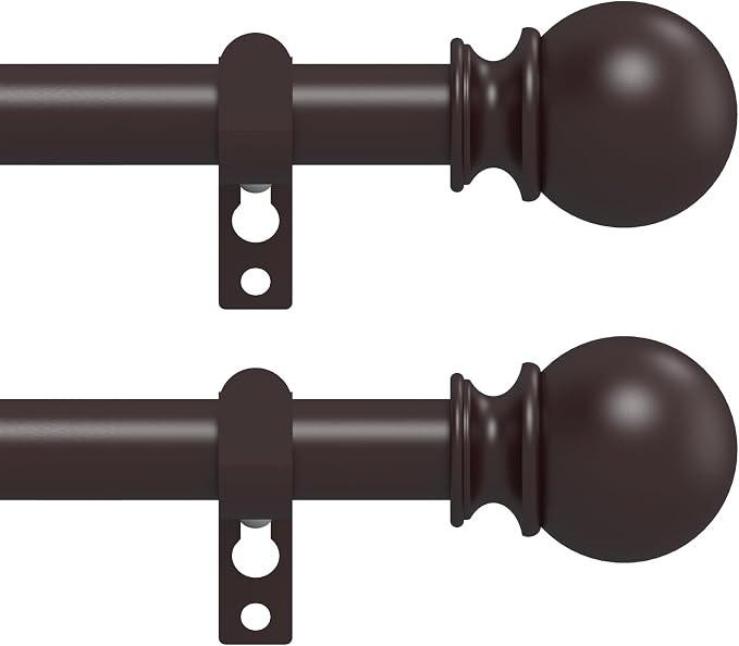 Curtain Rods for Windows 30 to 75 Inch, 2 Pack 5/8 Inch Heavy Duty Decorative by Poskena
