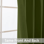 Yakamok Olive Green Blackout Curtains-Room Darkening Green Thermal Insulated - Image 3