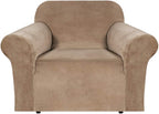 H.VERSAILTEX Stretch Velvet Armchair Cover Couch Covers 1 Cushion Chair by HVERSAILTEX