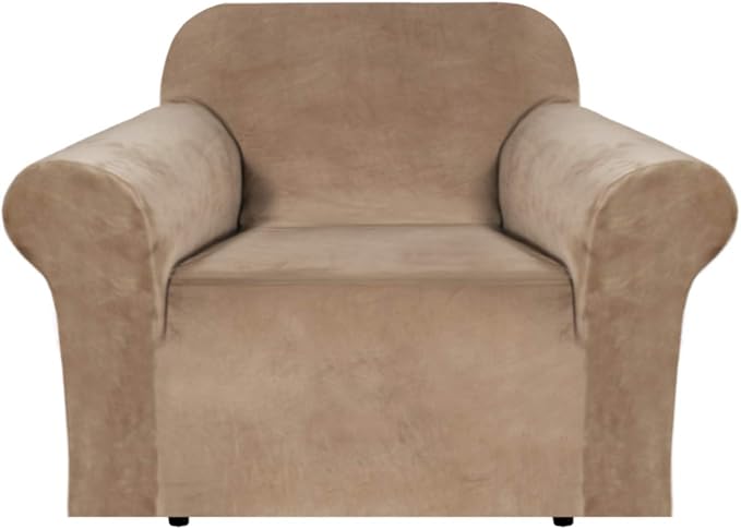 H.VERSAILTEX Stretch Velvet Armchair Cover Couch Covers 1 Cushion Chair by HVERSAILTEX