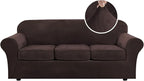 H.VERSAILTEX Modern Velvet Plush 4 Piece High Stretch Sofa Slipcover Sofa Cover by HVERSAILTEX