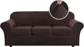 H.VERSAILTEX Modern Velvet Plush 4 Piece High Stretch Sofa Slipcover Cover Form by HVERSAILTEX