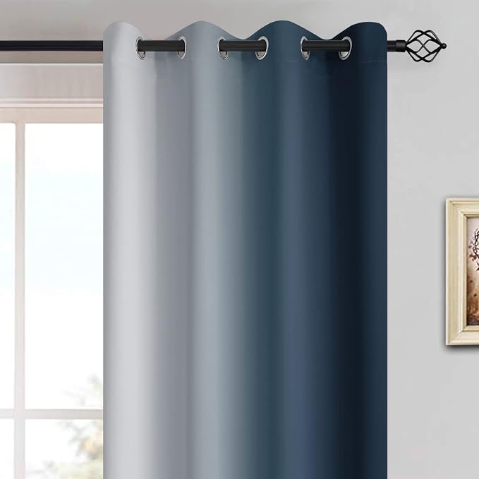 Yakamok Room Darkening Ombre Curtains 63 Inch Length, Light Blocking Grommet - Image 3