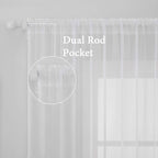 MIULEE 2 Panels Solid Color White Sheer Window Curtains Elegant Window Voile - Image 2