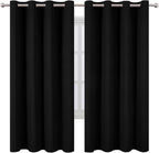 LEMOMO Blackout Curtains 66 x 72 Inch Long Black Curtains Set of 2 Panels Room - Image 2