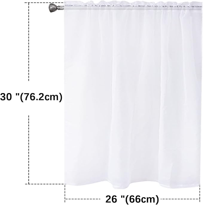SpaceDresser White Kitchen Sheer Valance Curtains 30 Inch, Voile Sheer Cafe - Image 2