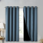 NICETOWN 100% Blackout Curtains 54" Long, Smoky Blue, 1 Pair, Double-Deck by NICETOWN