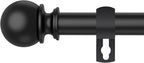 Black Curtain Rods for Windows 28 to 48 Inch, 5/8" Diameter Heavy Duty Metal by Poskena