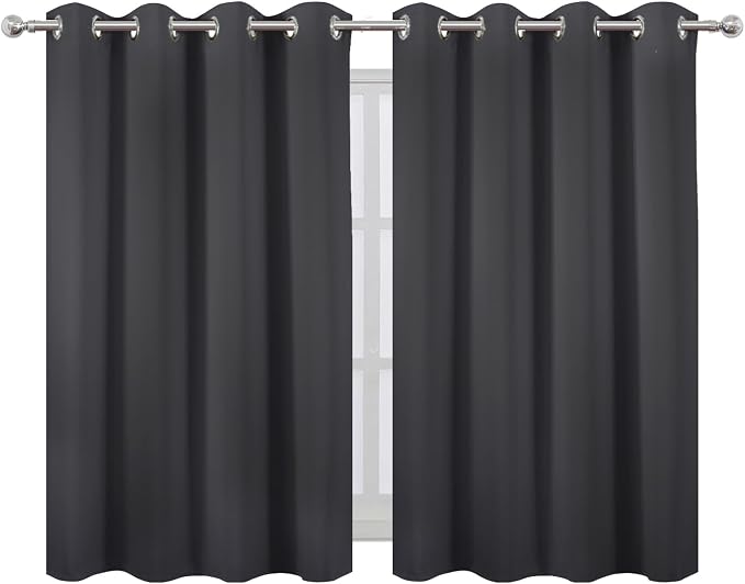 LEMOMO Dark Grey Thermal Blackout Curtains/52 x 45 Inch/Set of 2 Panels Room - Image 2