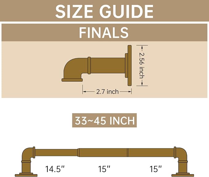 Industrial Curtain Rods for Windows 28 to 48 Inches, for Indoor and Outdoor - Image 3