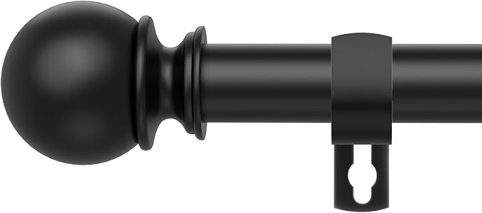 Black Curtain Rods for Windows 28 to 60 Inch, 5/8 Inch Diameter Stainless Steel by Poskena