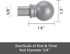 GXOACKJ Curtain Rods for windows 66-120 inch, 5/8 inch Decorative Silver - Image 5
