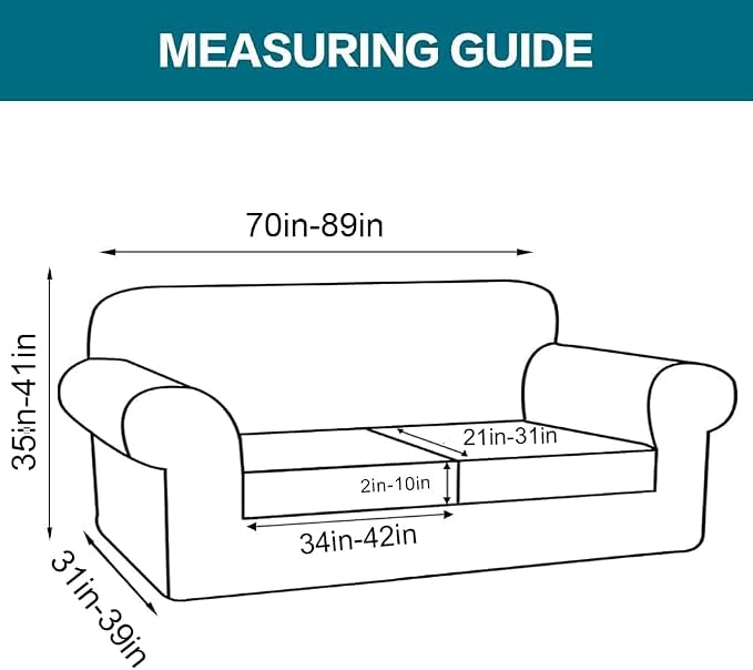 Turquoize 3 Piece Sofa Covers for 2 Cushion Couch Sofa Slipcover Soft Couch - Image 2