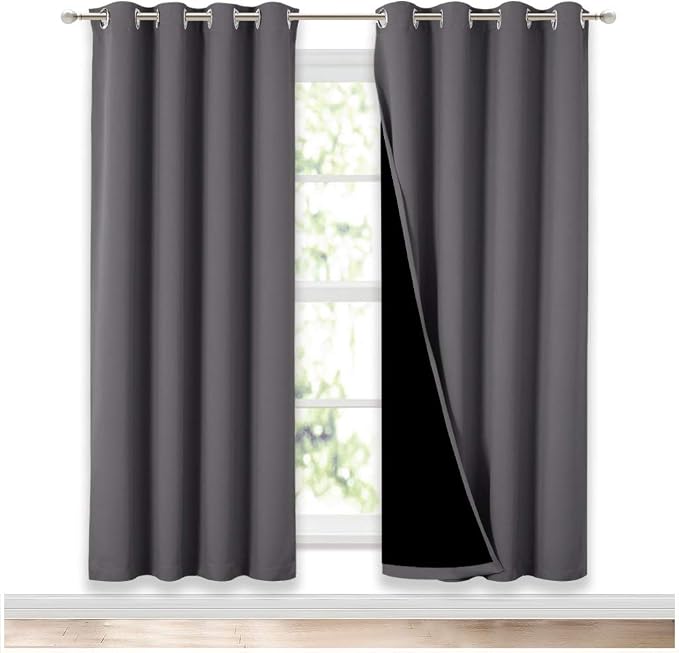 NICETOWN Grey Full Shade Curtain Panels, Pair of Energy Smart & Noise Blocking by NICETOWN