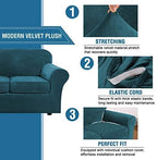 H.VERSAILTEX Velvet 4 Piece High Stretch Sofa Slipcover Cover Furniture - Image 3