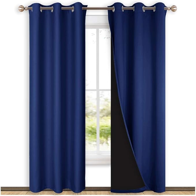 NICETOWN Blackout Curtains 80 inches Long, 2 Pieces, Royal Blue, Full Light by NICETOWN