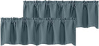 Chyhomenyc Stone Blue Valances for Window, Room Darkening Short Curtains for by Chyhomenyc