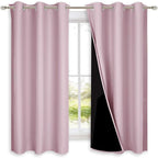 NICETOWN 100% Blackout Curtains 45 inches Long, 1 Pair, Baby Pink, 42 inches by NICETOWN
