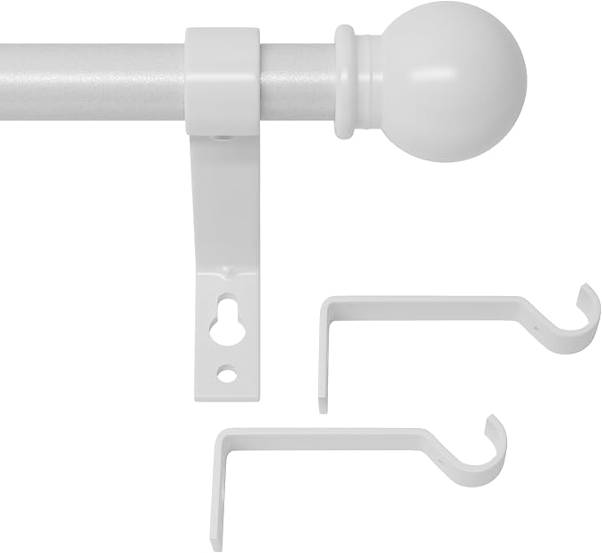 White Curtain Rods for Windows 48 to 88, Heavy Duty 5/8 Diameter Drape Rod Set by GSBLUNIE