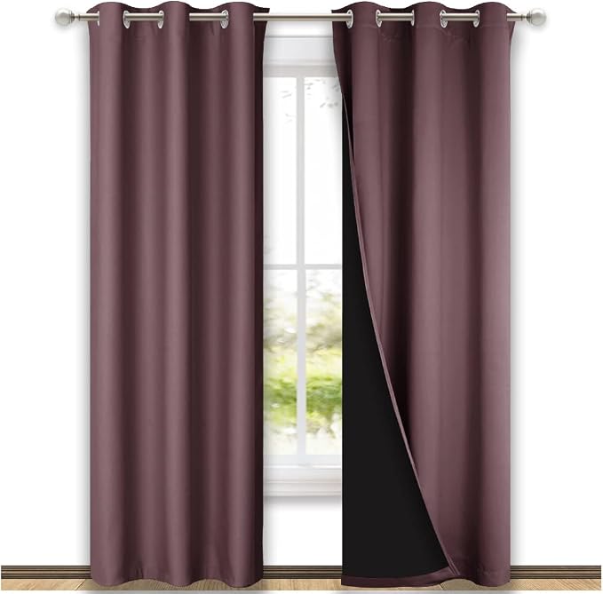 NICETOWN Dry Rose Blackout Curtains 80 inches Long, Full Light Blocking Drapes by NICETOWN