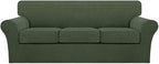 Turquoize 4 Piece Sofa Covers for 3 Cushion Couch Sofa Slipcover Soft Couch by Turquoize