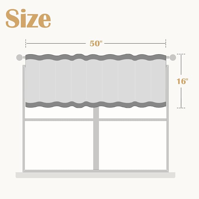 jinchan Linen Valance Curtain Farmhouse Floral Printed Small Window Curtain - Image 6