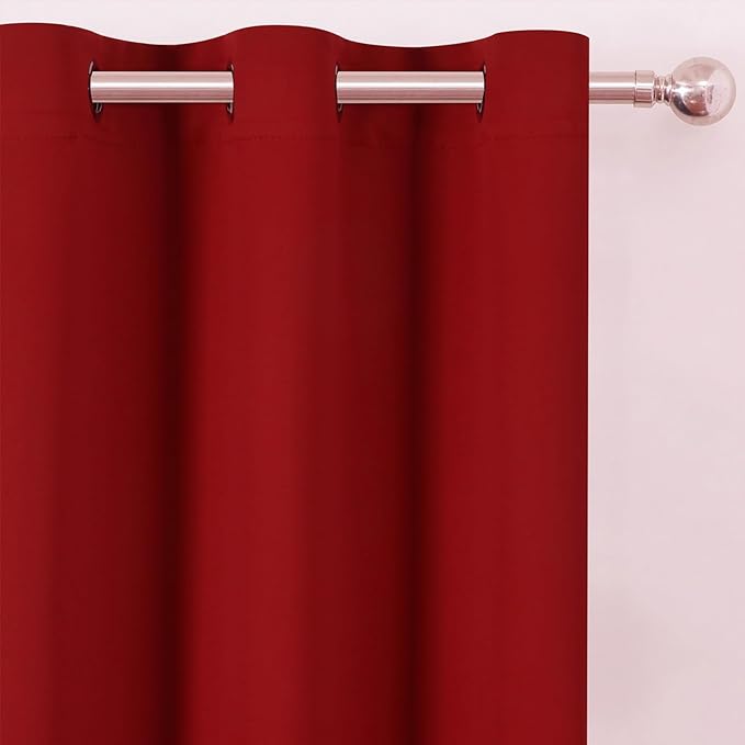 LEMOMO Blackout Curtains 66 x 54 Inch Long Red Curtains Set of 2 Panels Room - Image 6