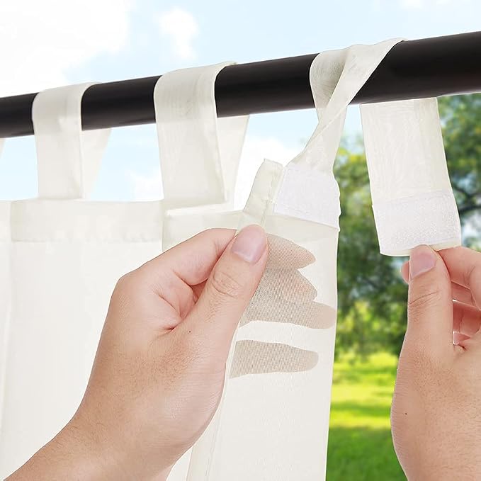 RYB HOME Detachable Tab Top Outdoor Sheer Curtain Privacy Outdoor Indoor Curtain by RYBHOME