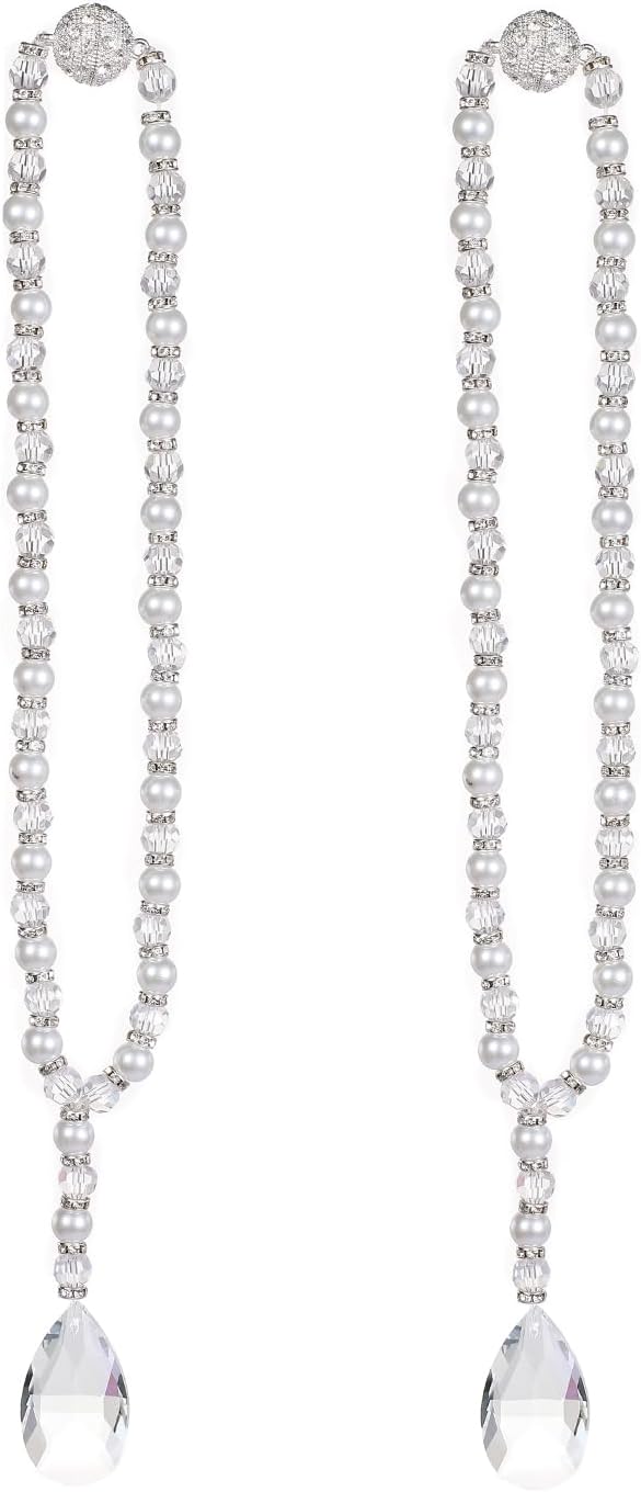 SUQ I OME 1 Pair of Luxury Pearl Beaded Magnetic Curtain Tieback and Holdback - Image 2