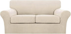 Turquoize 3 Piece Sofa Covers for 2 Cushion Couch Sofa Slipcover Soft Couch by Turquoize