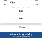 Small Curtain Rods for Windows 30" and 45" 5/8 Inch Standard Decorative Silver - Image 2