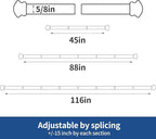 Curtain Rods 2 Pack 5/8 inch Black Curtain Rods - Image 2