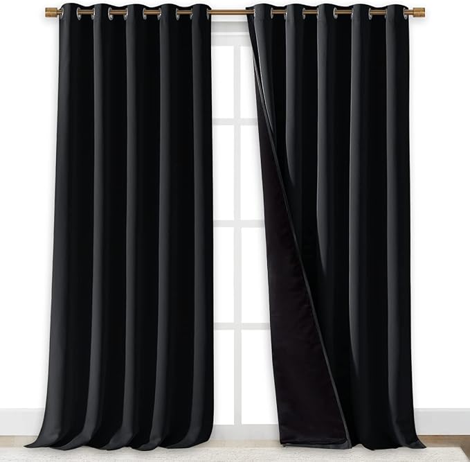NICETOWN Cold Blocking 100% Blackout Curtains, Durable Black Lined Blackout - Image 2