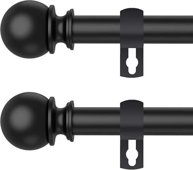 Curtain Rods for Windows 28 to 48 Inch, 2 Pack 5/8'' Diameter Heavy Duty Metal by Poskena