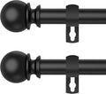 Curtain Rods for Windows 28 to 48 Inch, 2 Pack 5/8'' Diameter Heavy Duty Metal by Poskena