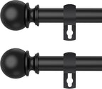 Curtain Rods for Windows 28 to 48 Inch, 2 Pack 5/8'' Diameter Heavy Duty Metal by Poskena