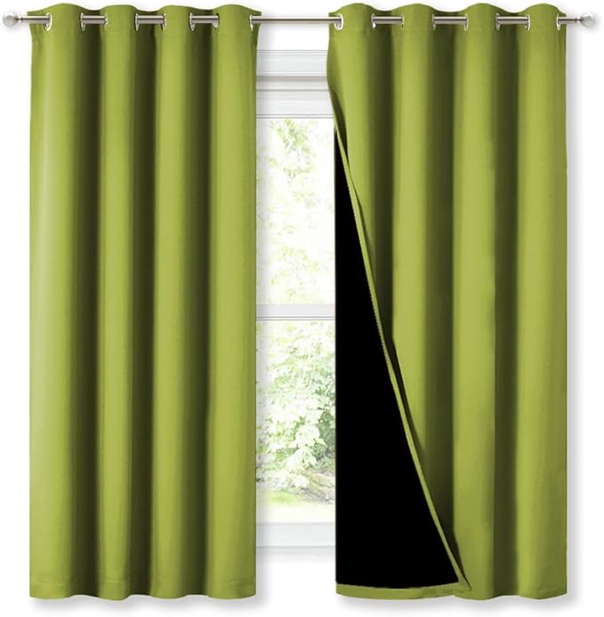NICETOWN 100% Blackout Curtains 54 inches Long, Fresh Green, 1 Pair, 52 inches by NICETOWN