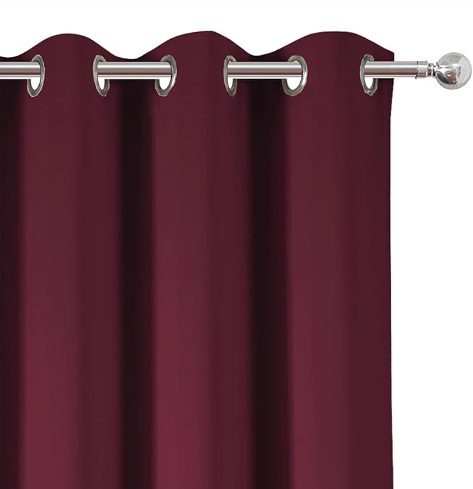 LEMOMO Burgundy Red Blackout Curtains 42 x 54 Inch Length Set of 2 Panels - Image 7