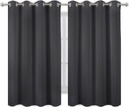 LEMOMO Blackout Curtains 66 x 54 Inch Long Dark Grey Curtains Set of 2 Panels - Image 2