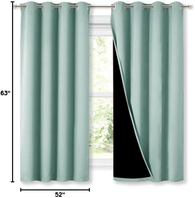 NICETOWN Aqua Blue 100% Blackout Lined Curtains, 2 Thick Layers Completely - Image 9