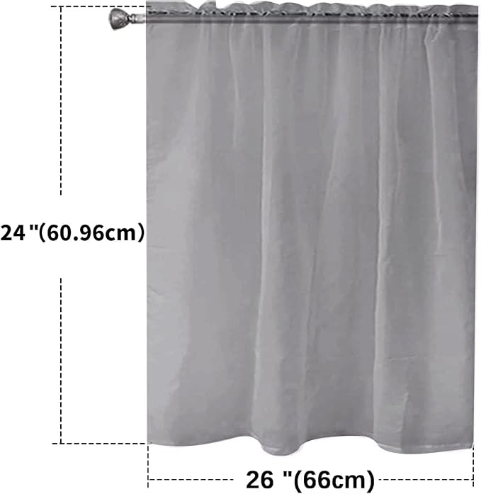 SpaceDresser Basic Rod Pocket Sheer Voile Window Curtain Panels Grey 1 Pair 2 - Image 2