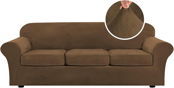 H.VERSAILTEX High Stretch Sofa Slipcover 4 Piece Cover Velvet Furniture by HVERSAILTEX
